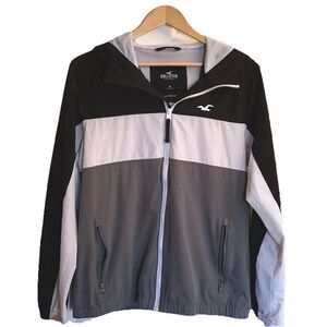 Hollister Jacket Men Women Unisex M Black White Windbreaker Lightweight